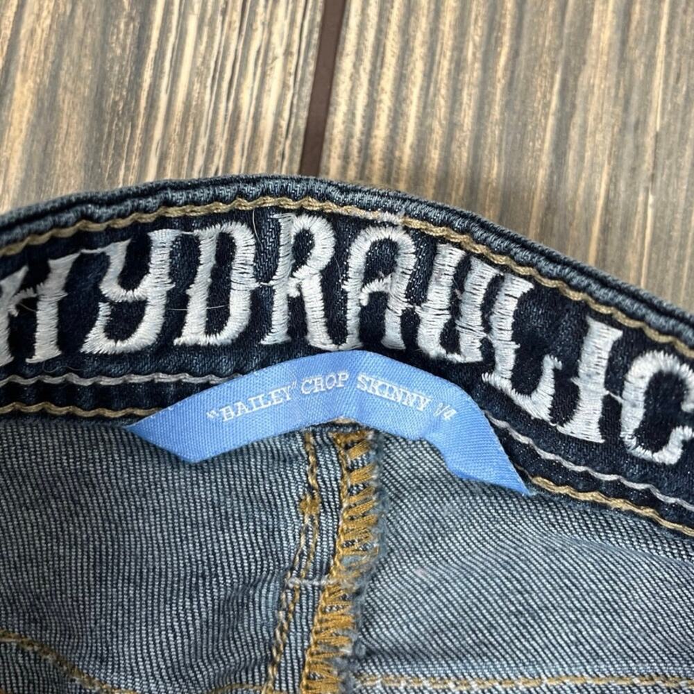 Hydraulic‎ Jeans Bailey Crop Skinny Sz 3/4 Distressed Studded Contrast Stitch - Picture 5 of 8